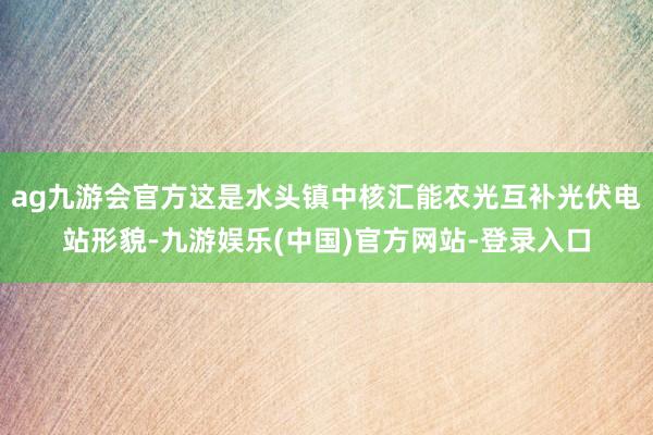 ag九游会官方这是水头镇中核汇能农光互补光伏电站形貌-九游娱乐(中国)官方网站-登录入口